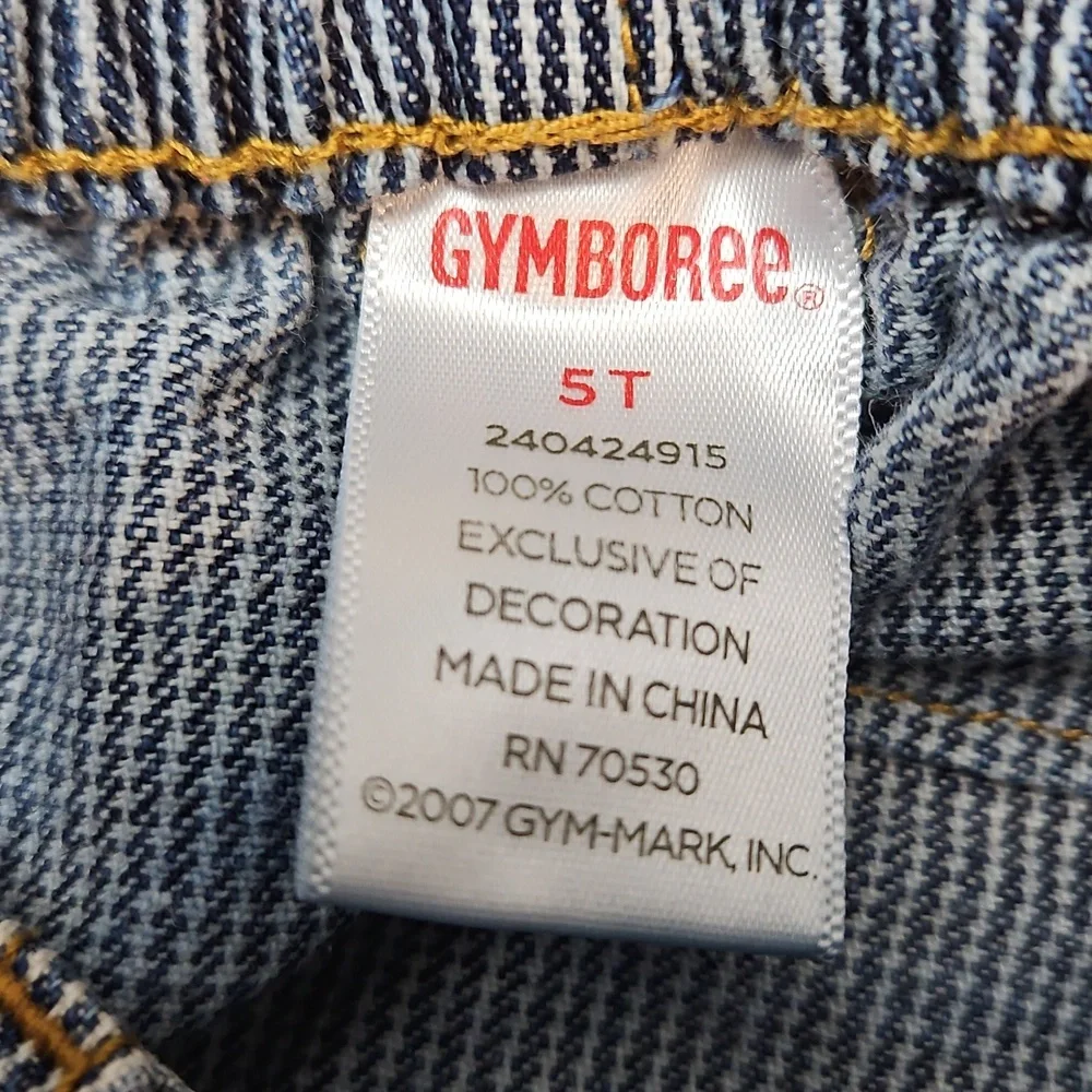 Gymboree Girls Railroad Stripe Denim Skirt Apple Buttons Size 5T Back to School